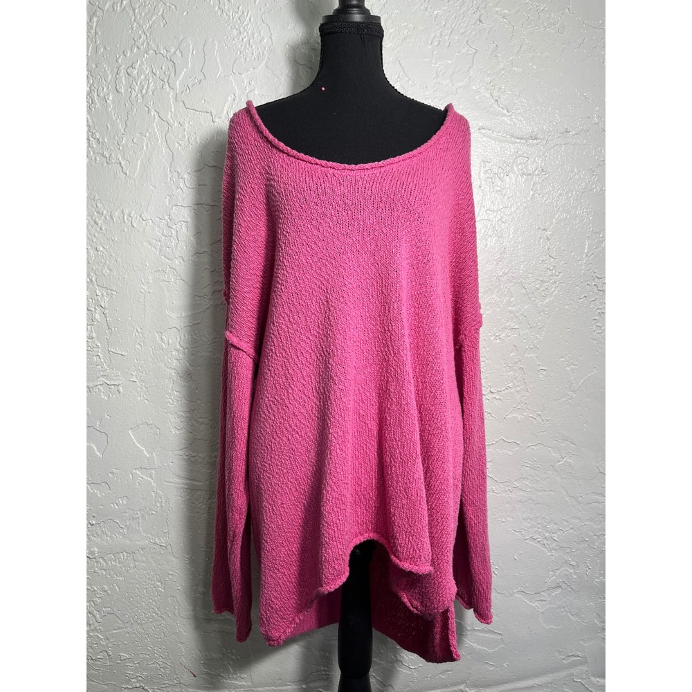 Aerie XL Pink Oversized Open Knit Sweater Slouchy Lightweight Tunic